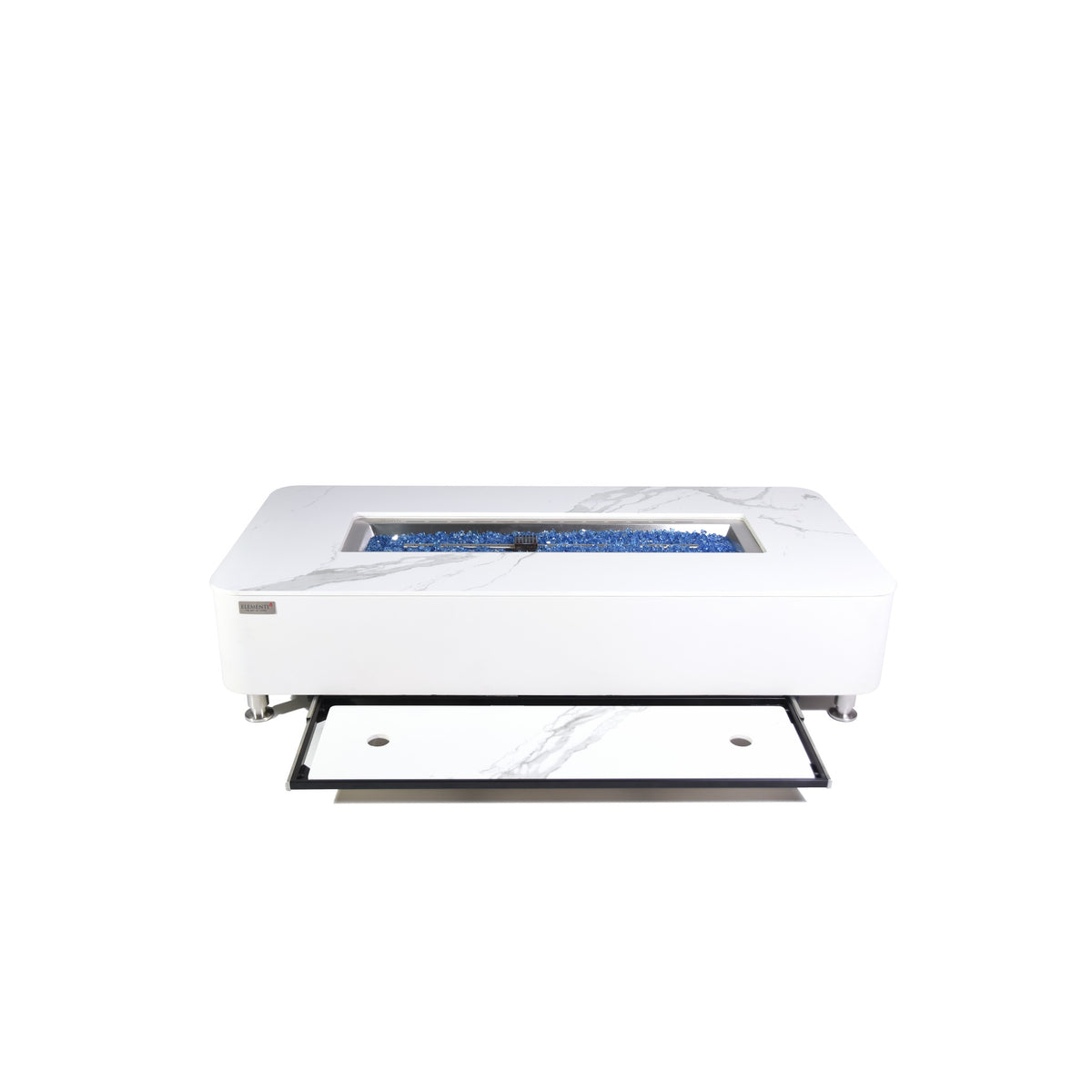 Elementi Plus Athens Fire Table - Slide-Out Under-Table Lid Storage Rack