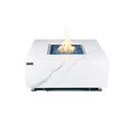 Elementi Plus Bianco Fire Table - White Marble Porcelain Top with Blue Fire Glass - Hero Studio View