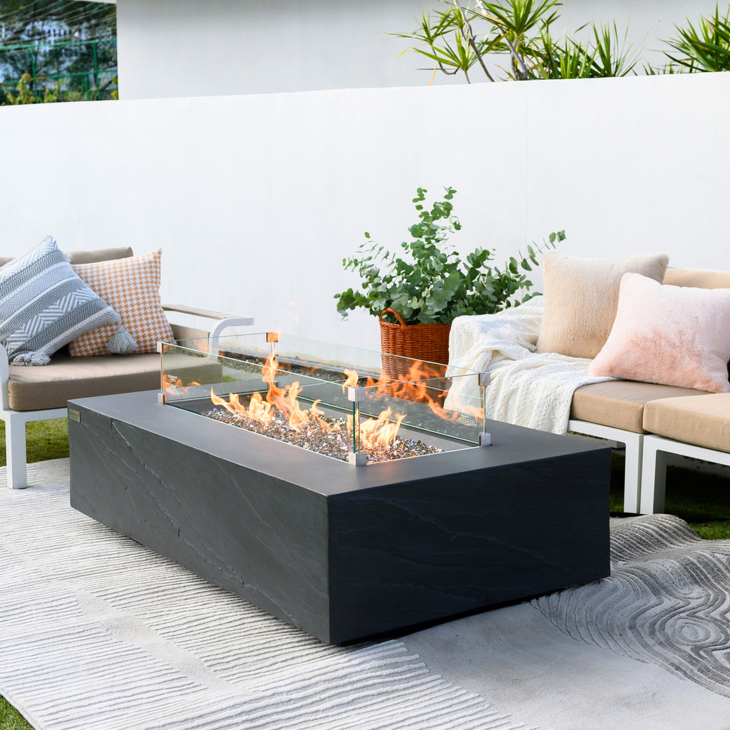 Elementi Plus Cape Town Fire Table - Contemporary Terrace Lounge with Burning Fire Pit