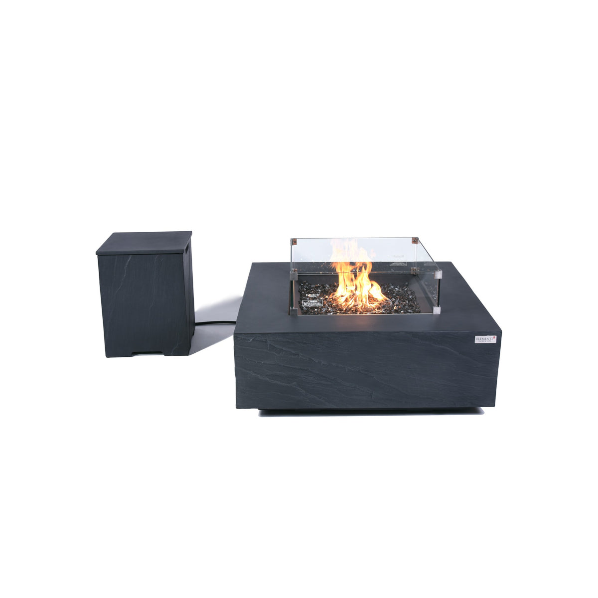 Elementi Plus Roraima Fire Table - Burning Flames with Glass Windscreen & Tank Cover