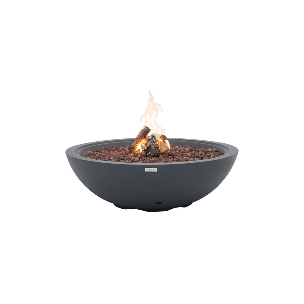 Elementi Plus Rose Bowl Round Fire Pit - Dark Gray - Active Fire with Glowing Ceramic Logs