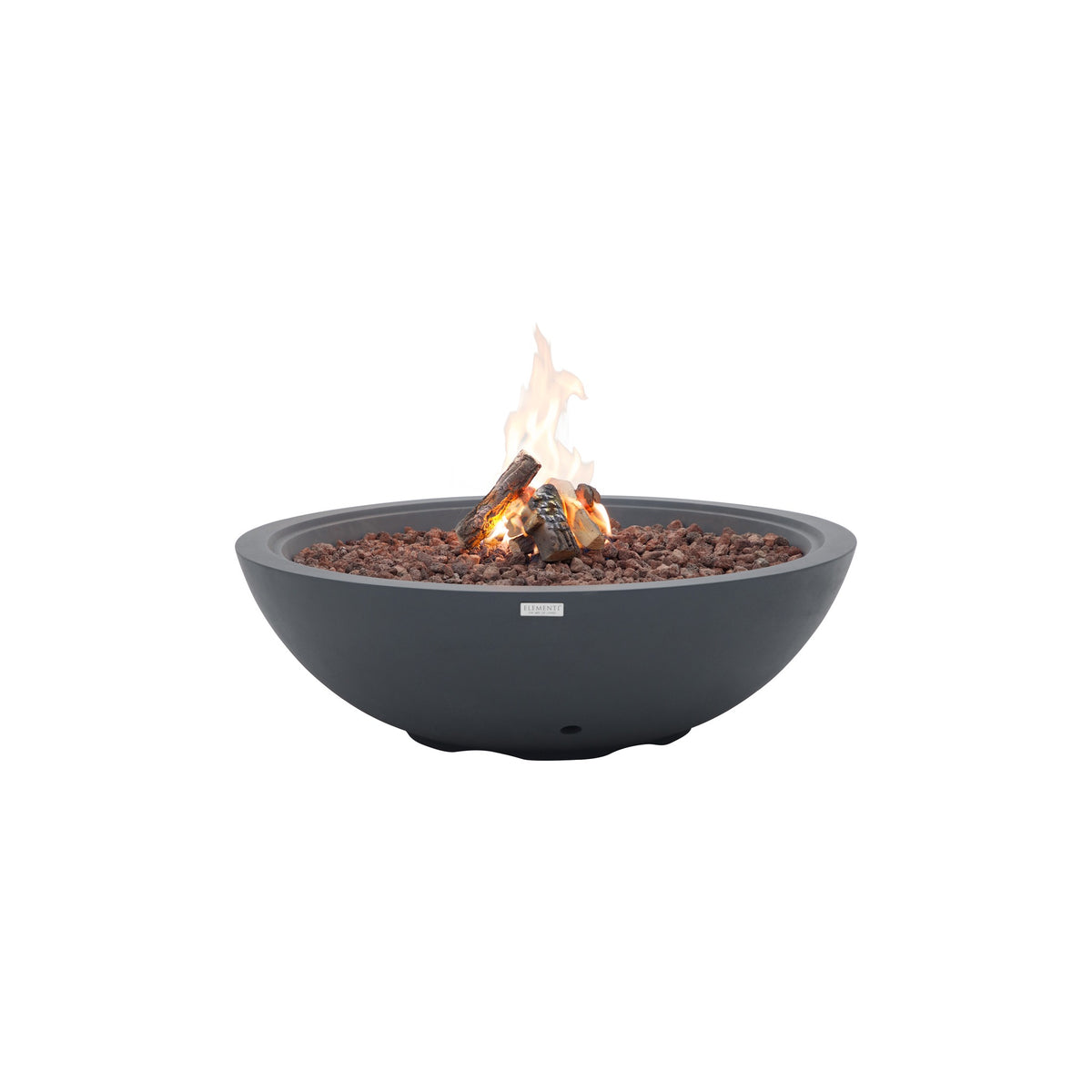 Elementi Plus Rose Bowl Round Fire Pit - Dark Gray - Active Fire with Glowing Ceramic Logs