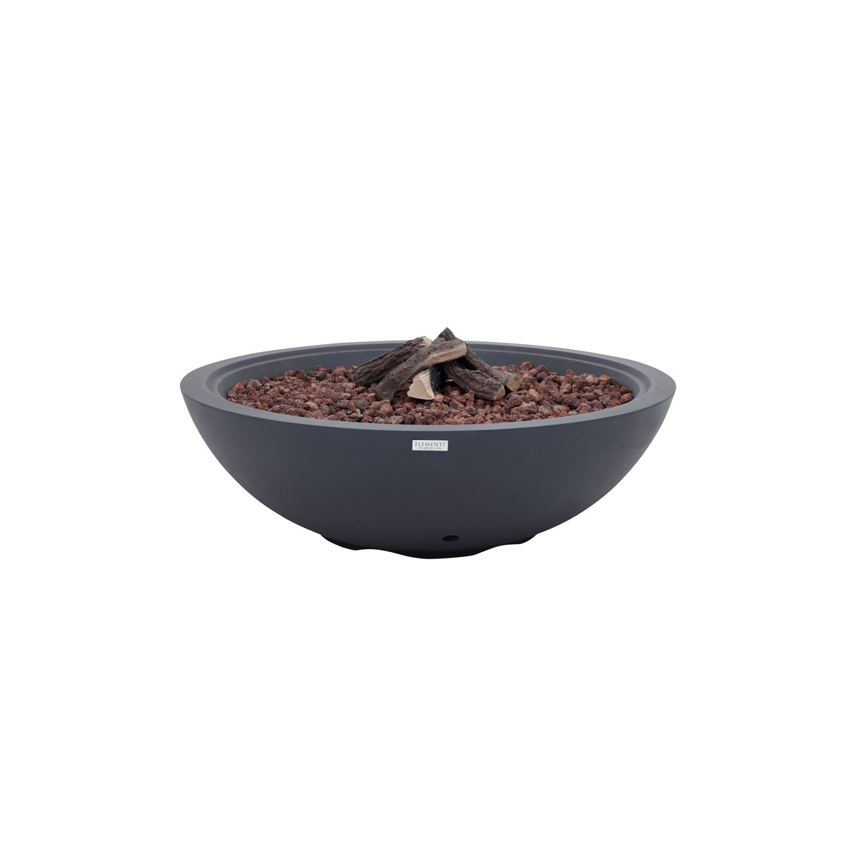 Elementi Plus Rose Bowl Round Fire Pit - Dark Gray - With Ceramic Driftwood Log Set
