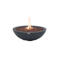 Elementi Plus Rose Bowl Round Fire Pit - Dark Gray Cast Concrete - Hero View with Active Flame