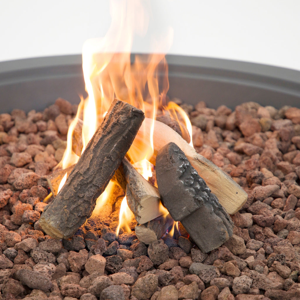 Elementi Plus Rose Bowl Round Fire Pit - Close-up Macro of Dancing Flame and Lava Rock