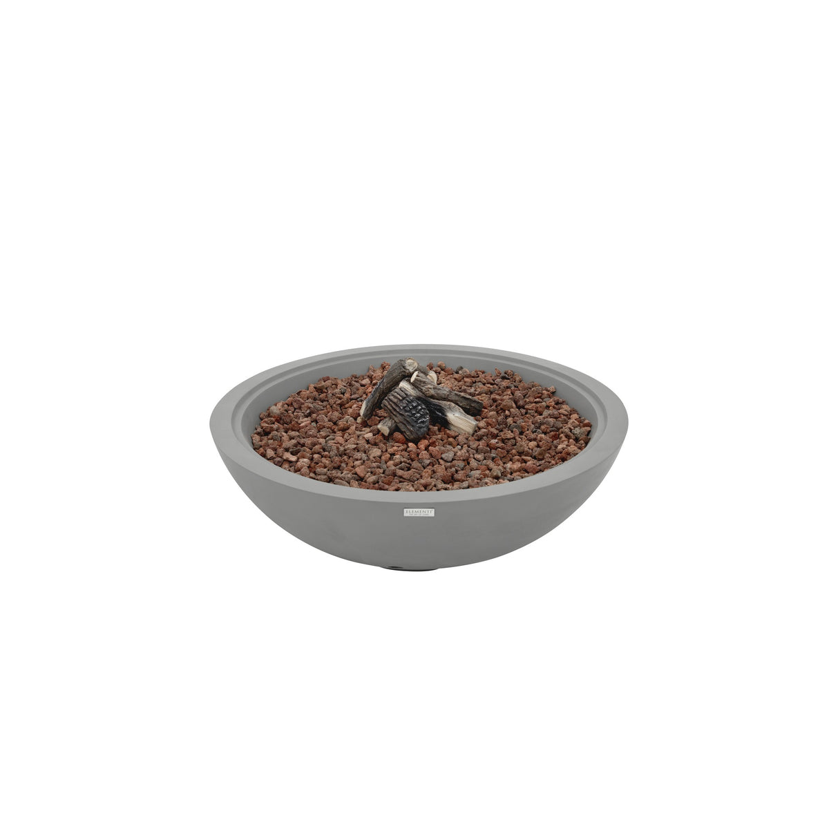 Elementi Plus Rose Bowl Round Fire Pit - Light Gray - With Ceramic Log Set Accessory