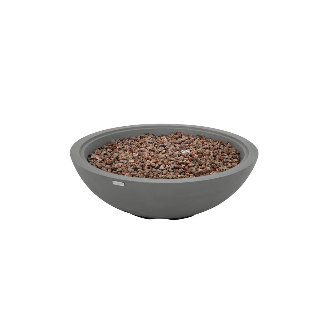 Elementi Plus Rose Bowl Round Fire Pit - Light Gray Cast Concrete - Hero Studio View