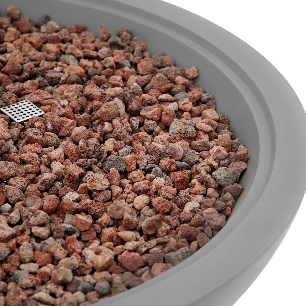 Elementi Plus Rose Bowl Round Fire Pit - Natural Red Lava Rock Bed and Igniter Guard Detail