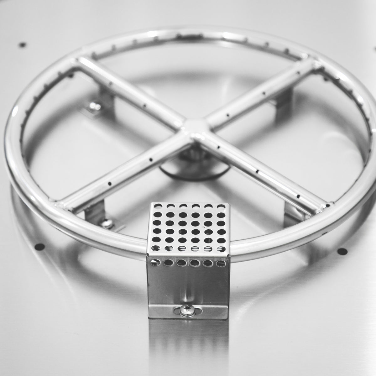 Elementi Plus Rose Bowl Round Fire Pit - Precision 304 Stainless Steel Burner Ring Macro
