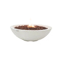 Elementi Plus Rose Bowl Round Fire Pit - Sandstone Cream White - Hero View with Flame
