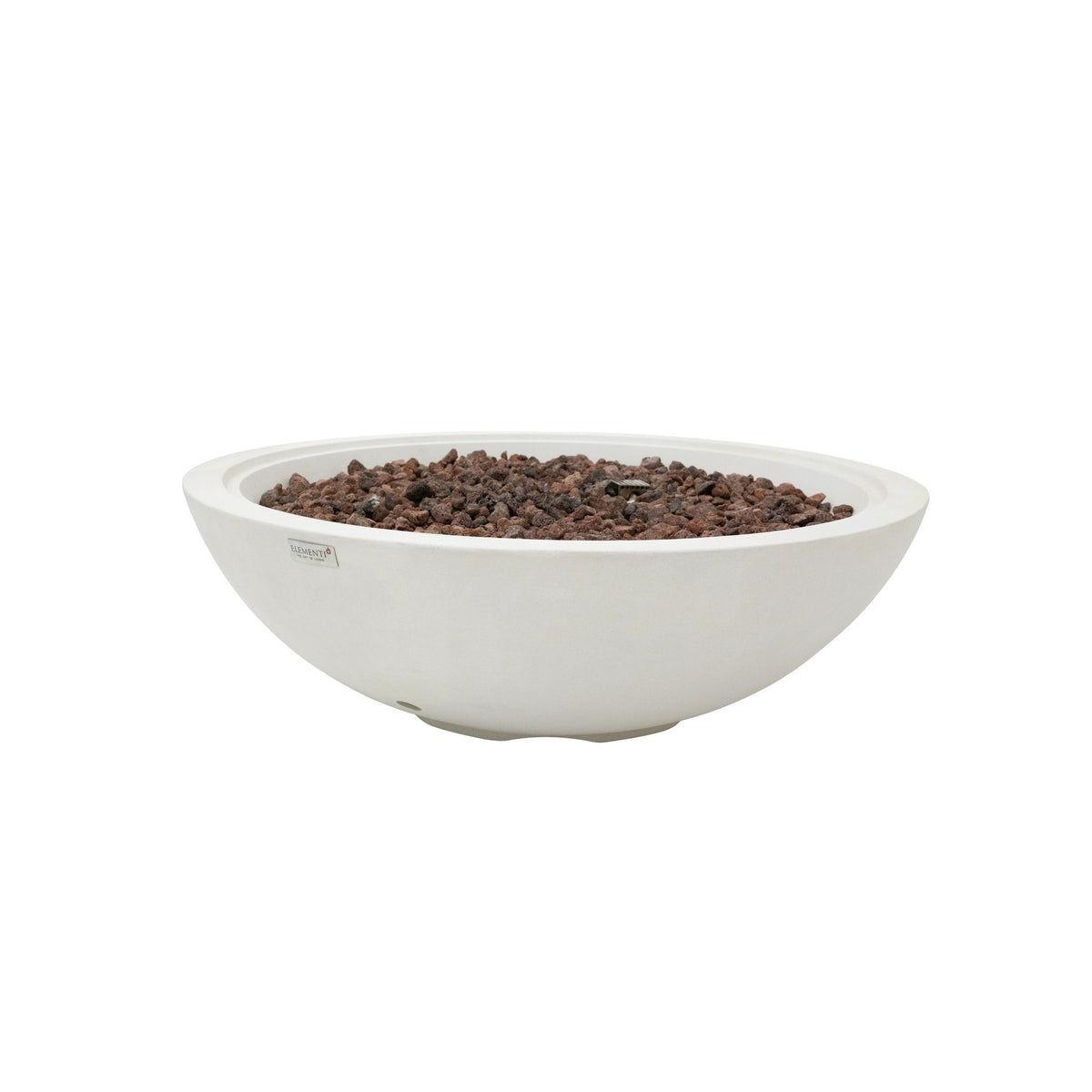 Elementi Plus Rose Bowl Round Fire Pit - Sandstone White - 304 Stainless Steel Pan