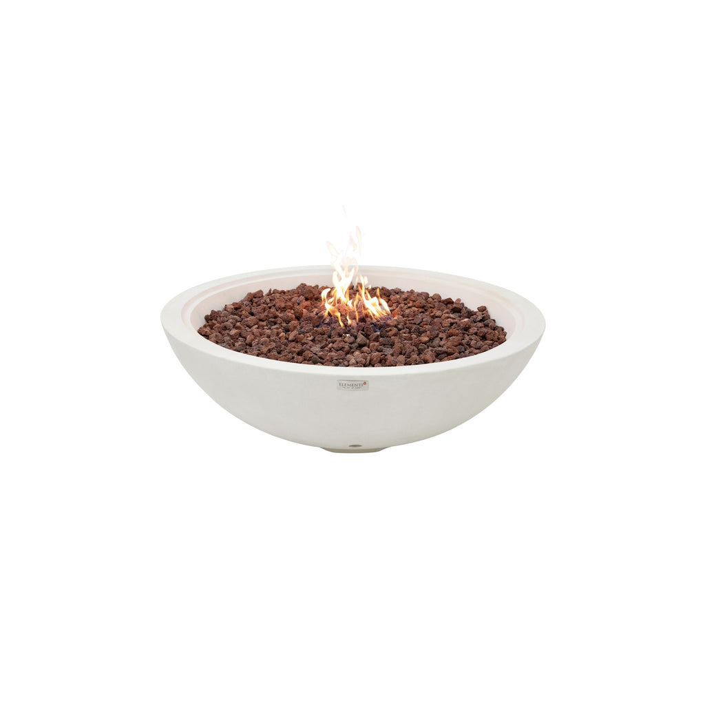 Elementi Plus Rose Bowl Round Fire Pit - Sandstone Cream White - Studio Angle View