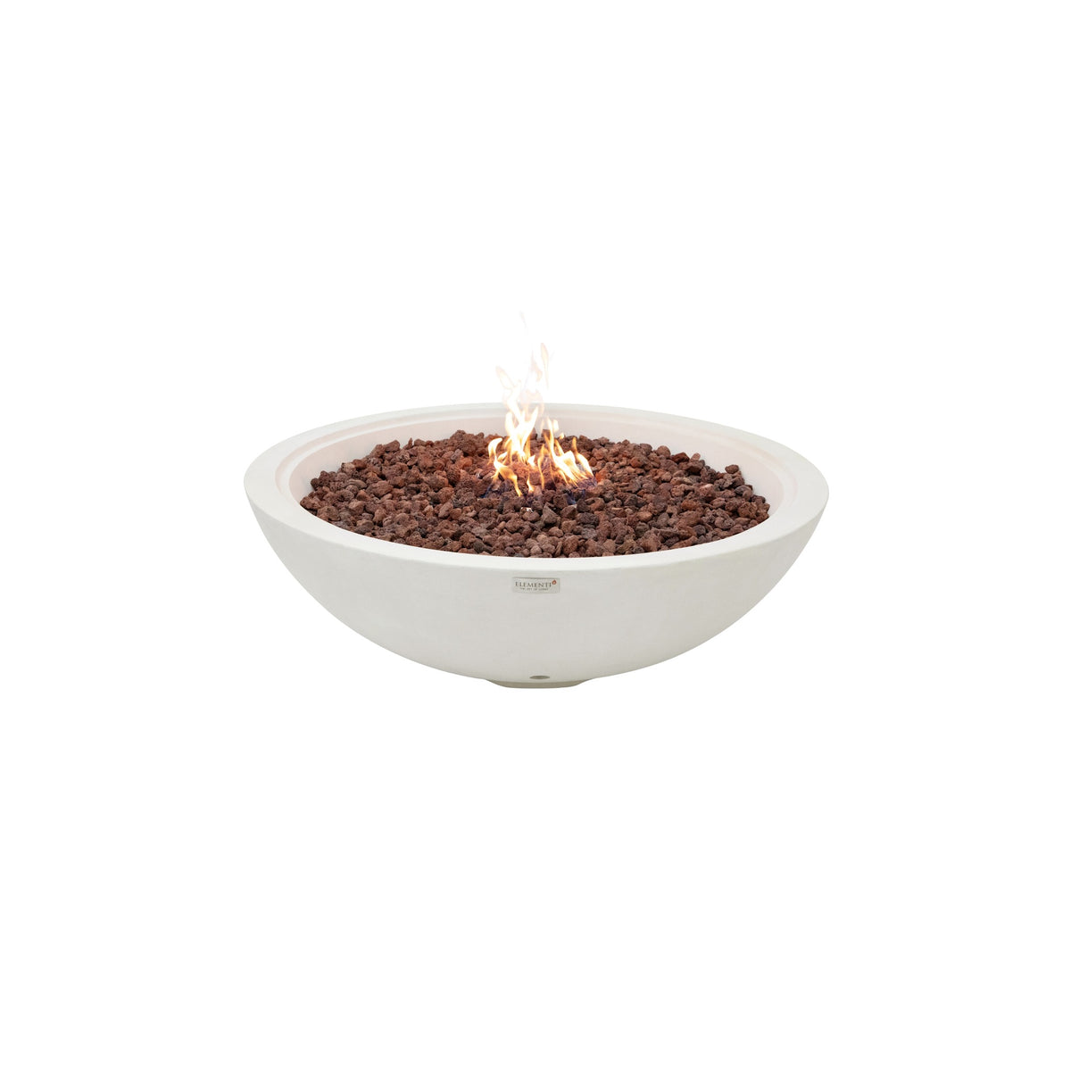 Elementi Plus Rose Bowl Round Fire Pit - Sandstone Cream White - Studio Angle View