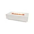 Elementi Plus Sarasota Fire Table - Frosted Cream White GFRC Concrete Rectangle - Hero View with Active Linear Flame