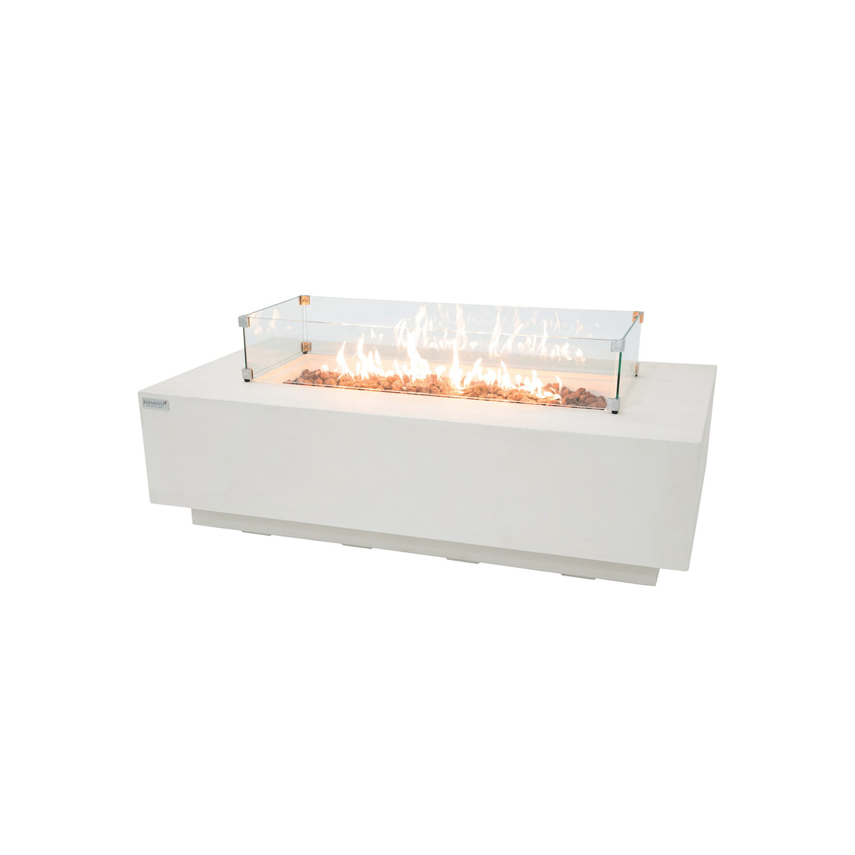 Elementi Plus Sarasota Fire Table - With Tempered Glass Windscreen and Burning Linear Flame