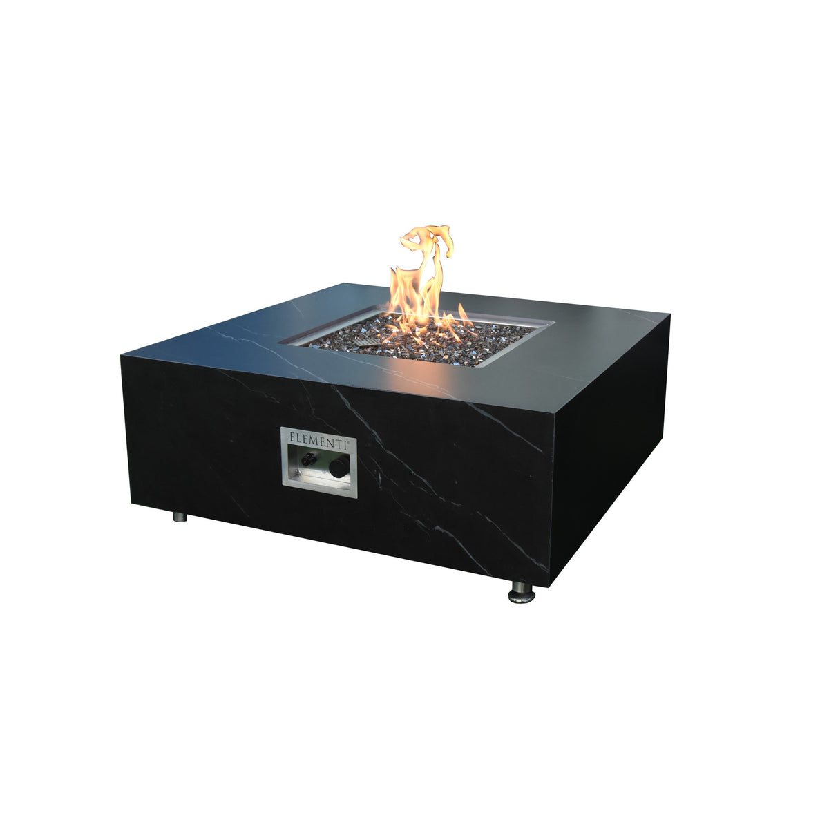 Elementi Plus Sofia Fire Table - Bulgaria Black Porcelain Marble Top - Hero Studio View