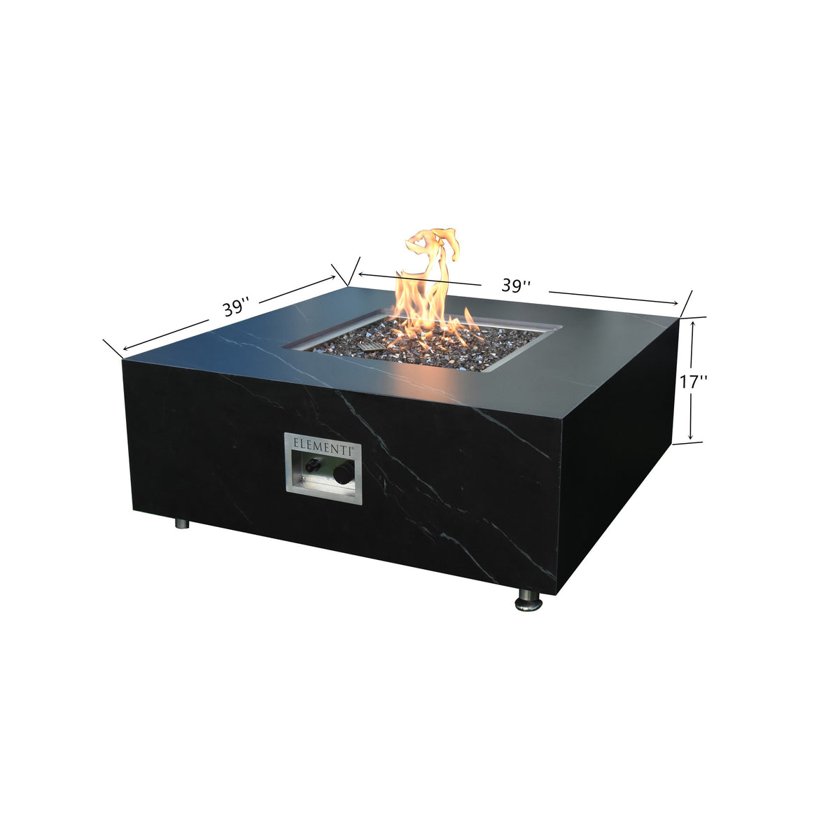 Elementi Plus Sofia Fire Table - Dimensions 39x39x17 Inch Specifications