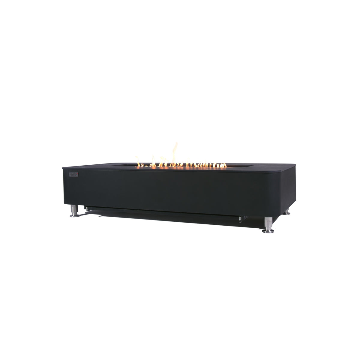 Elementi Plus Valencia Fire Table - Black Porcelain Marble Top with Burning Linear Flames