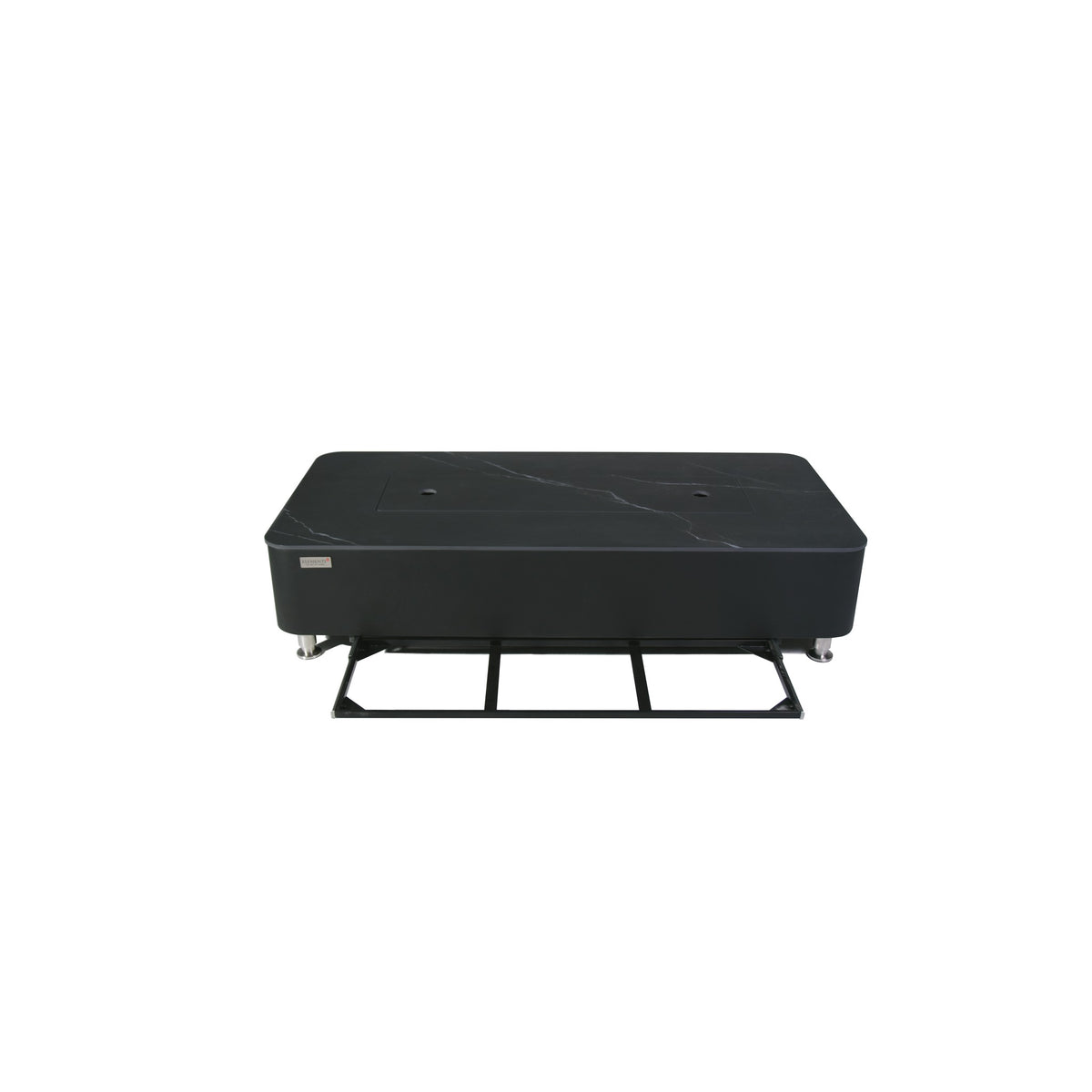 Elementi Plus Valencia Fire Table - Slide-Out Under-Table Porcelain Lid Storage Rack