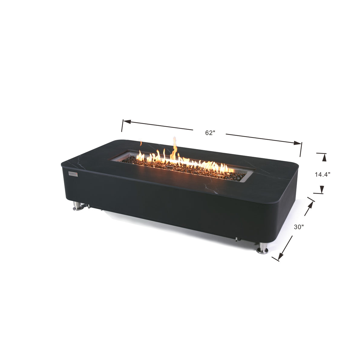 Elementi Plus Valencia Fire Table - Dimensions 62x30x14.4 Inch Specifications