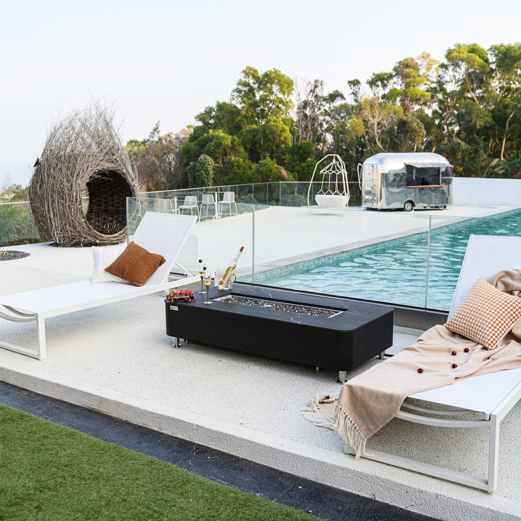 Elementi Plus Valencia Fire Table - Modern Resort Swimming Pool Sun Terrace Setting