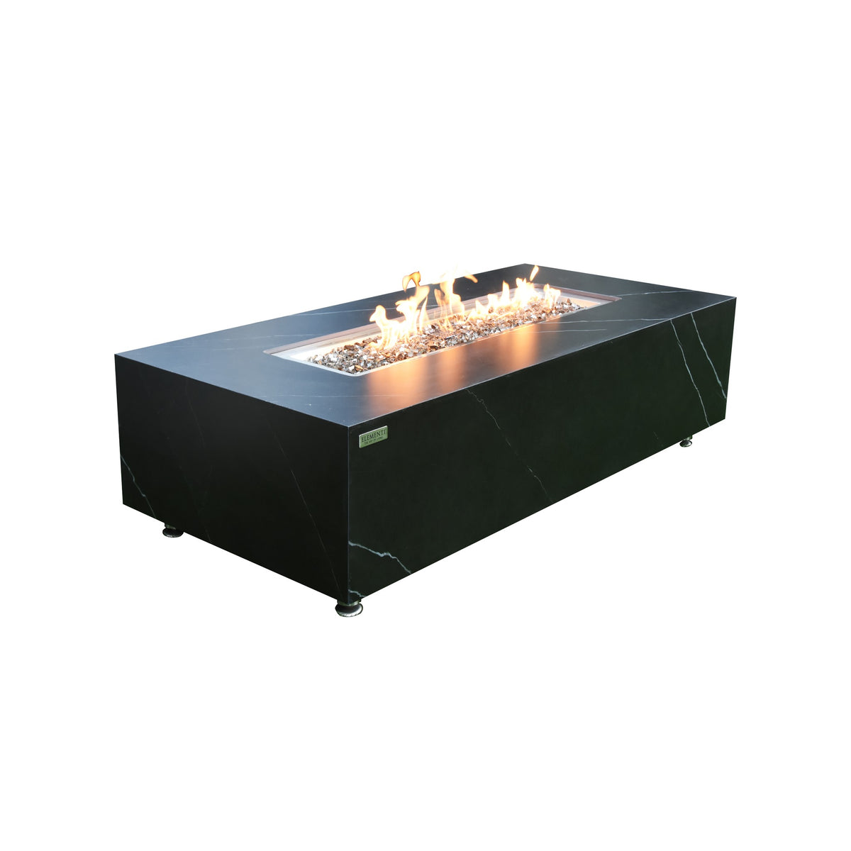 Elementi Plus Varna Fire Table - Black Porcelain Marble Rectangle - Hero Studio View