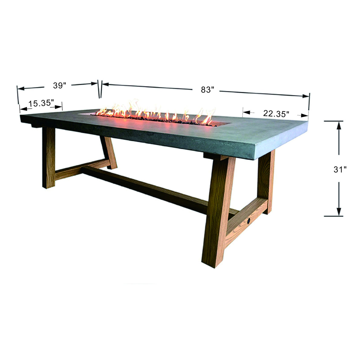 Elementi Sonoma Dining Fire Table - Dimensions & Specifications Technical Diagram - Elementi Fires