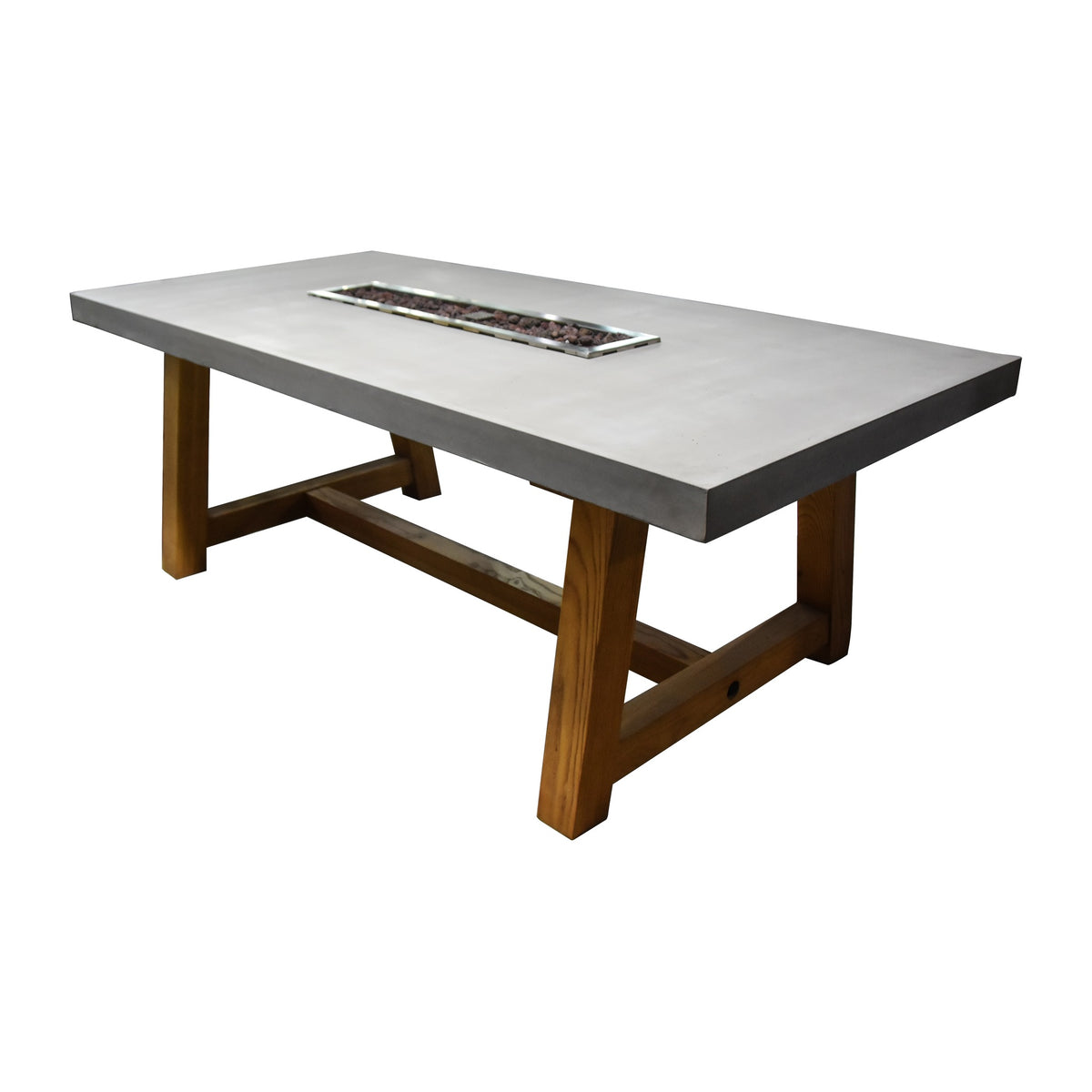 Elementi Sonoma Dining Fire Table - Studio View Unlit with Lava Rock Bed - Elementi Fires