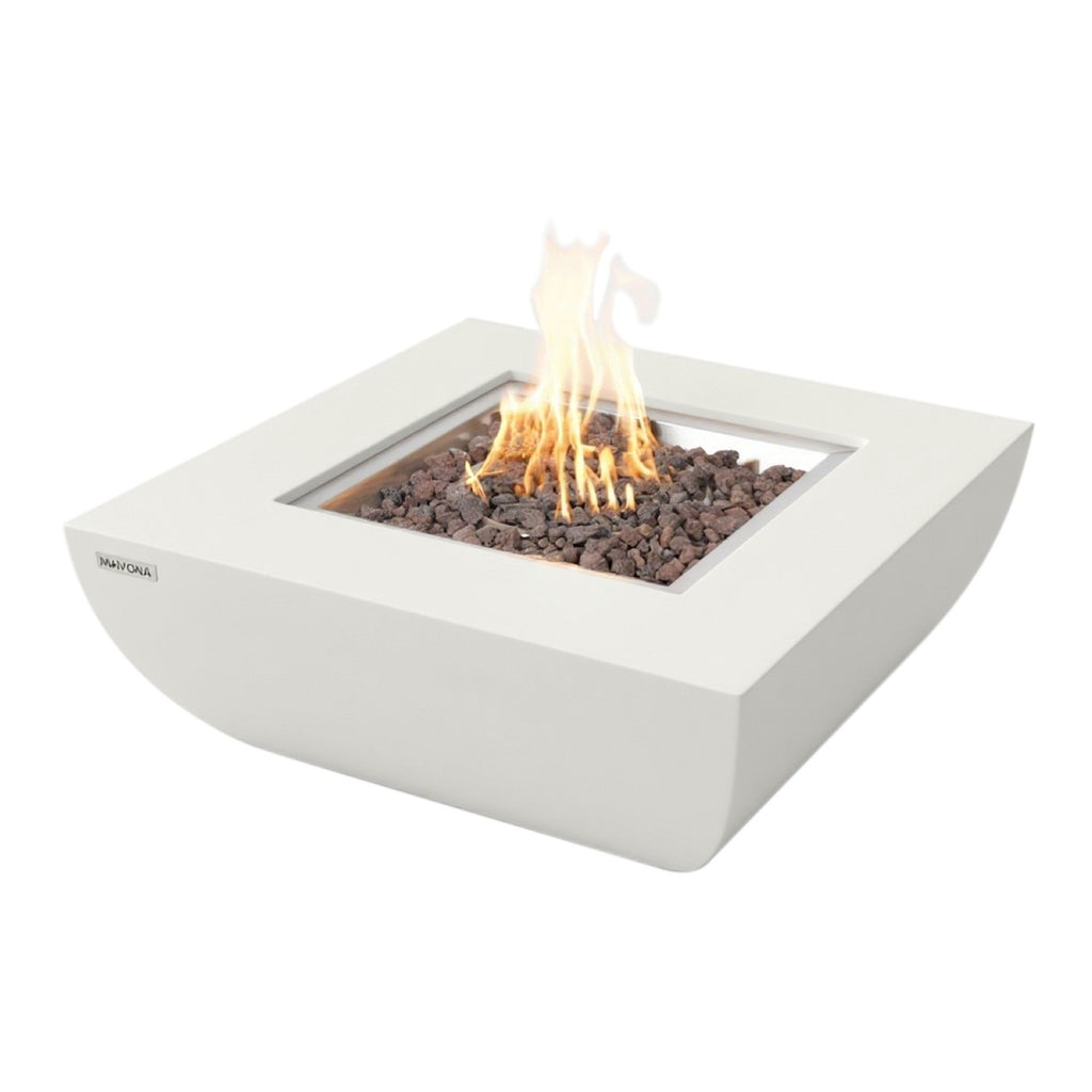 Modeno Florence Square Fire Table Cream White - Active Flame Studio Hero View