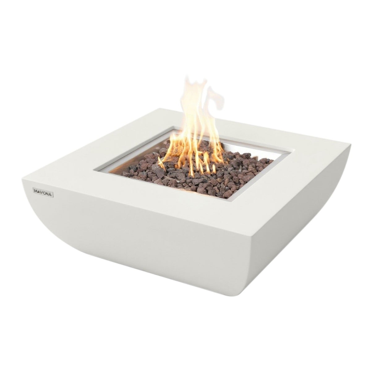 Modeno Florence Square Fire Table Cream White - Active Flame Studio Hero View