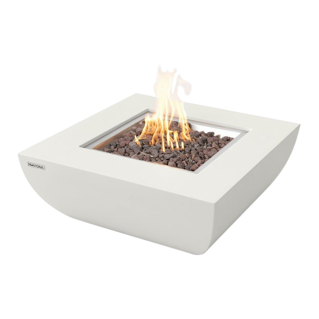 Modeno Florence Fire Table Cream White - Studio Angular View Unlit with Natural Lava Rock