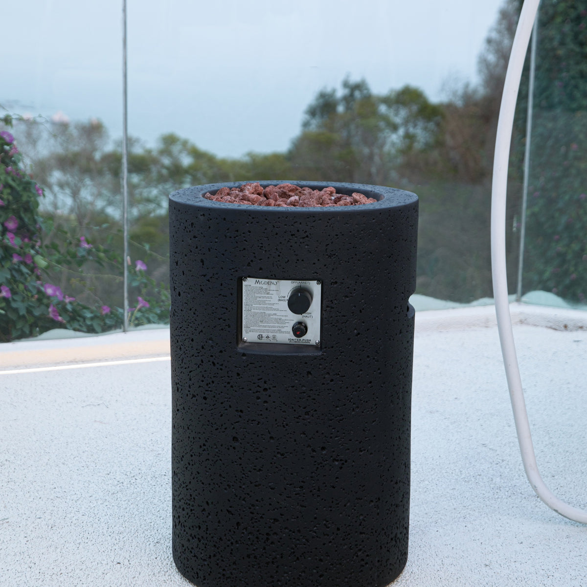 Modeno Lava Tube Propane Fire Pit - Contemporary Unlit Terrace Setting - Elementi Fires