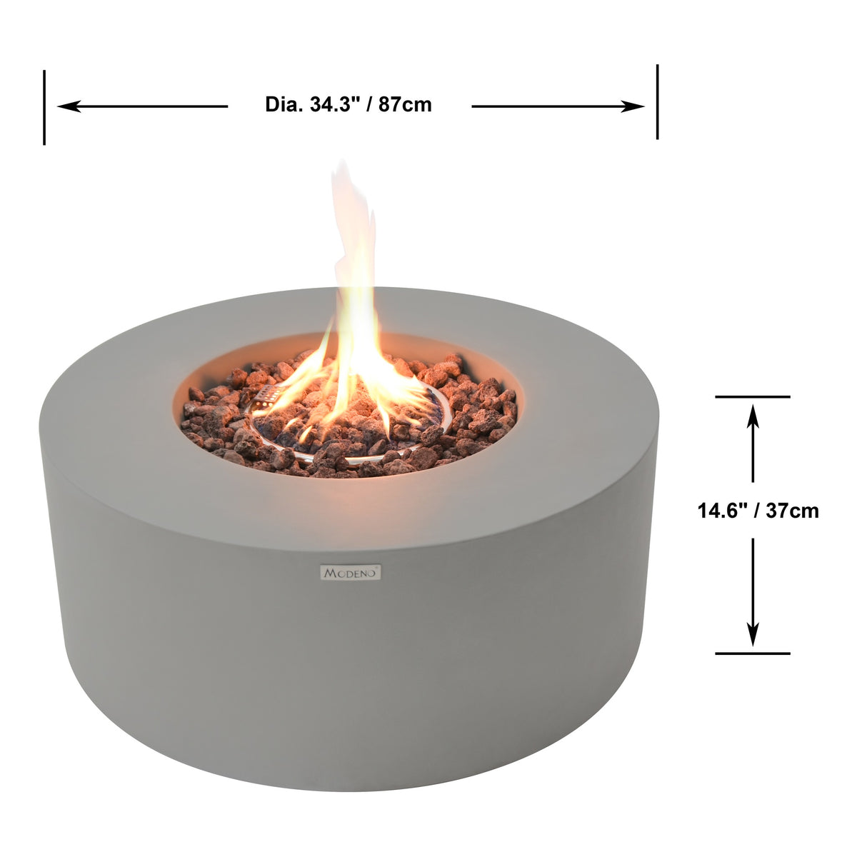 Modeno Tramore Fire Table - Dimensions & Specifications Technical Diagram - Elementi Fires