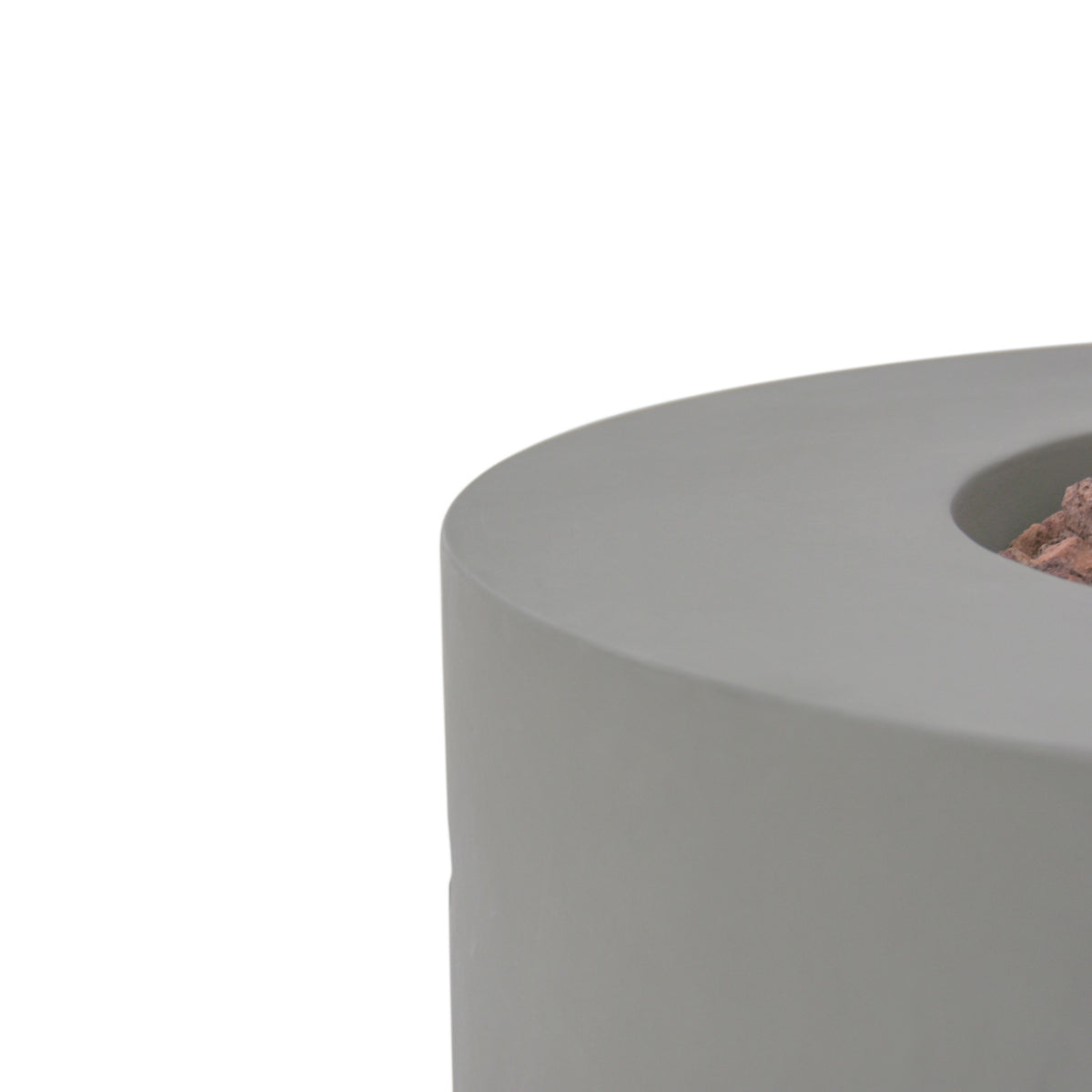 Modeno Tramore Fire Table - Smooth Concrete Rim & Red Lava Rock Macro Detail - Elementi Fires
