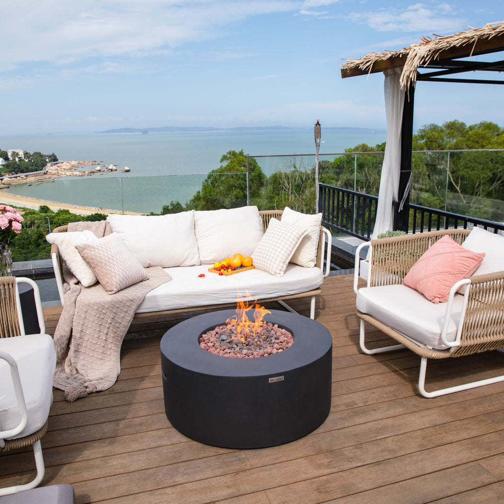 Modeno Venice Fire Table - Oceanfront Terrace with Matching Cast Concrete Tank Cover