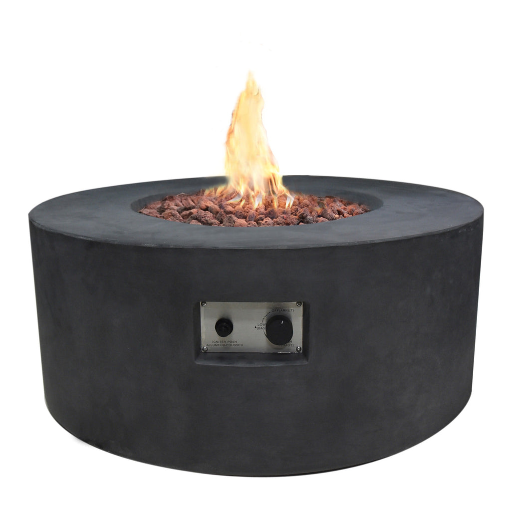 Modeno Venice Round Concrete Fire Table - Active Flame Studio Hero View
