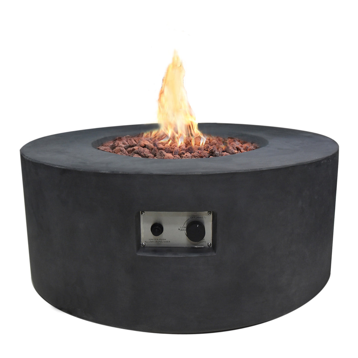 Modeno Venice Round Concrete Fire Table - Active Flame Studio Hero View
