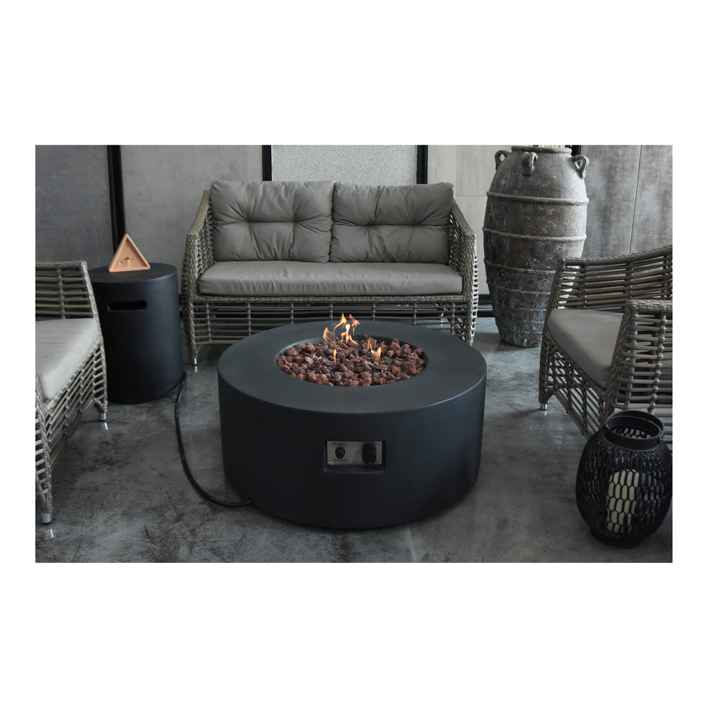 Modeno Venice Fire Table - Studio View Unlit with Natural Lava Rock Media