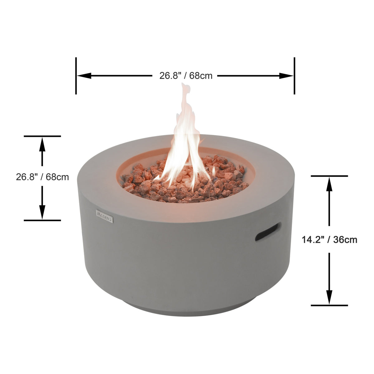Modeno Waterford Fire Table - Dimensions & Specifications Technical Diagram - Elementi Fires