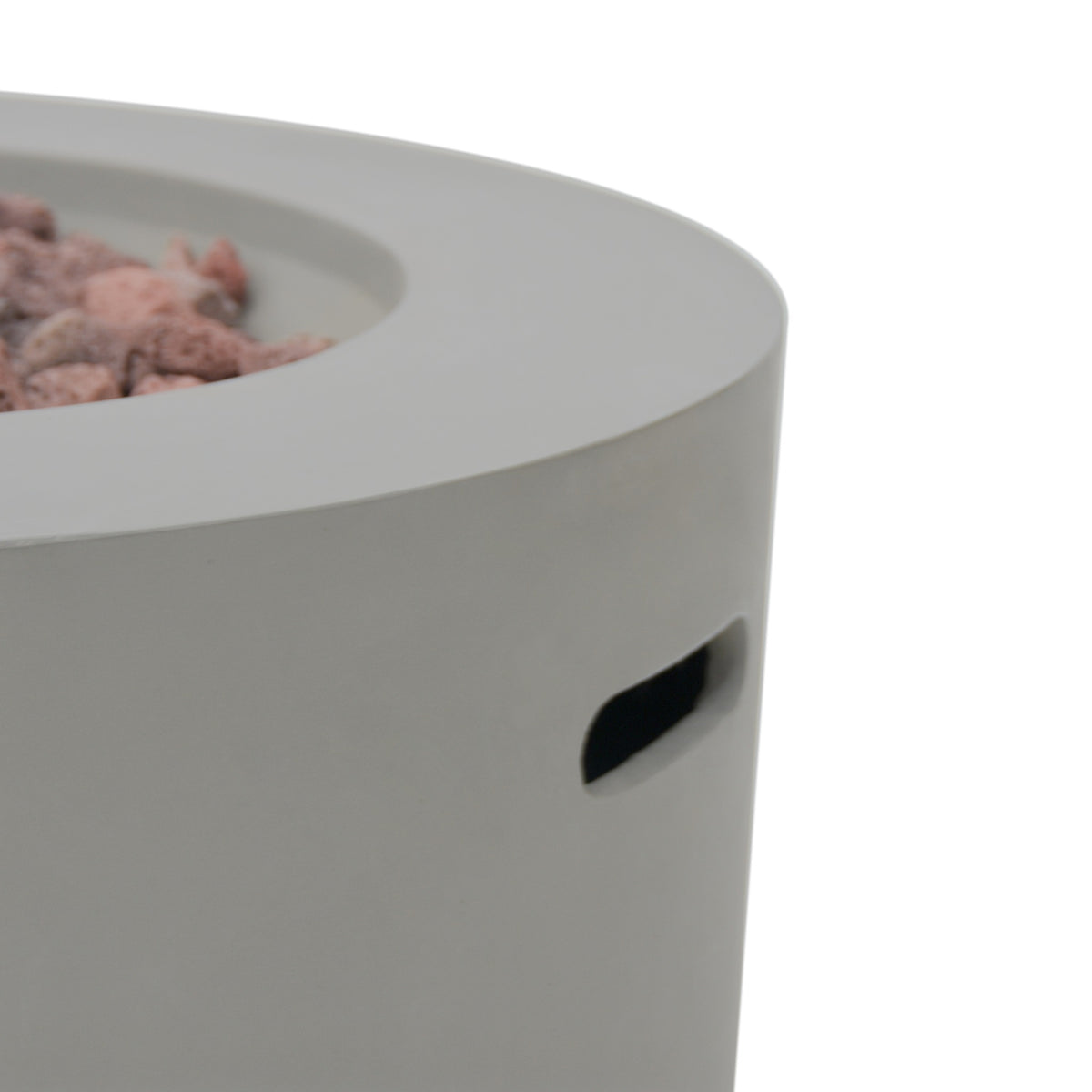 Modeno Waterford Fire Table - Smooth GFRC Concrete Rim & Recessed Carry Handle - Elementi Fires