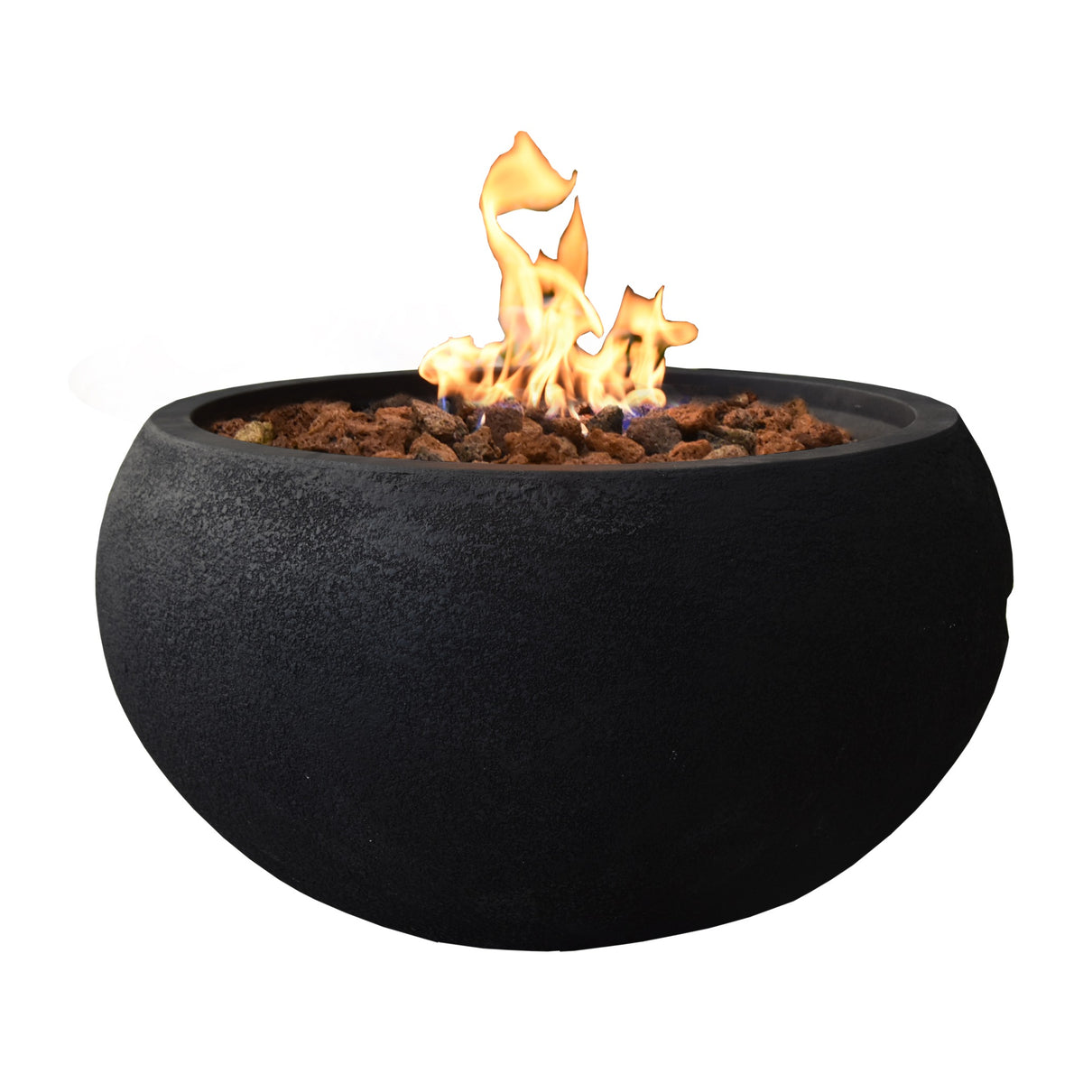Modeno York Fire Bowl - Round Studio View with Active Flame - Elementi Fires