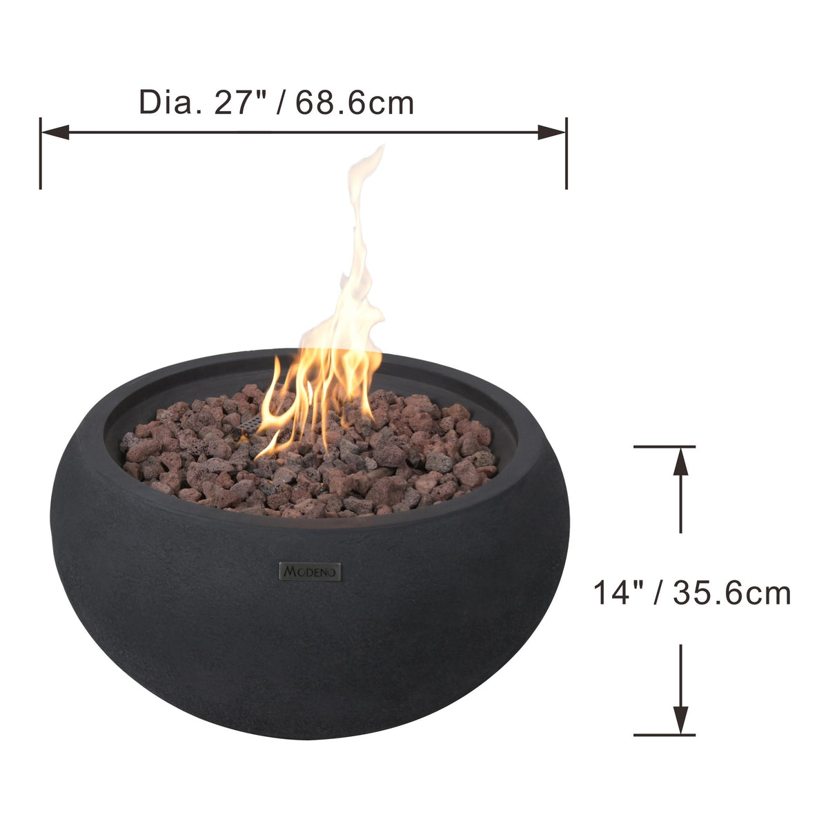 Modeno York Fire Bowl - Dimensions & Specifications Technical Diagram - Elementi Fires