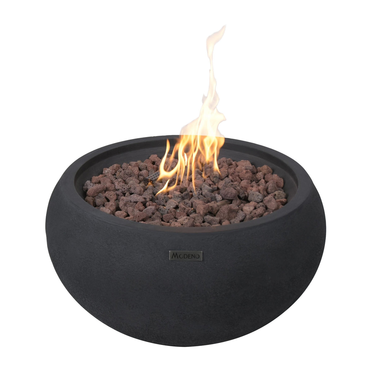 Modeno York Fire Bowl - Elegant Unlit Studio View with Lava Rocks - Elementi Fires